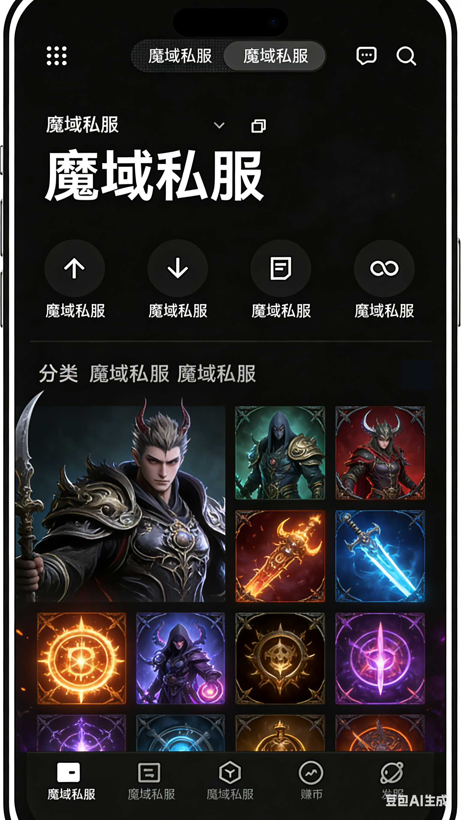 魔域私服大区版本选择面板